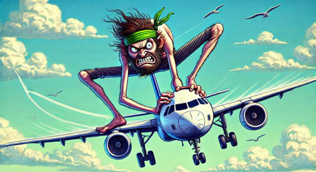 Militant écolo sur un avion